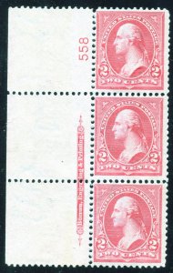 Scott #279B Plate # Strip of 3. PL #558  Unused NG⭐⭐⭐⭐⭐