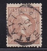 Netherlands Indies  #6  used  1870  Willem III   2 ct  violet brown  12 1/2 x 12
