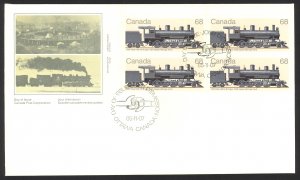 Canada Sc# 1074 FDC inscription block 1985 11.07 Locomotives