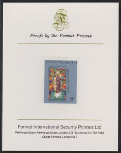 NAURU 1975 CHRISTMAS - STAINED GLASS  imperf proof mounted on Format  Proof Card