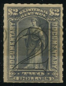 R191d Revenue Triple Surcharge Variety Stamp with Crowe Cert HZ68