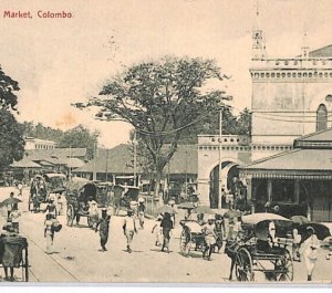 CEYLON Postcard Colombo *Pettah Market* ANIMATED TOPO' 1905 PPC Lisbon PJ170