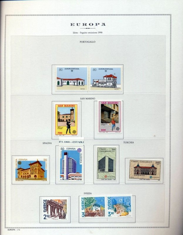 Europa 1990 Portugal Denmark Guernsey France MNH on 8 Pages(Appx 80)(ZA 548)