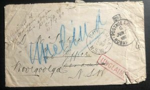 1899 Hobart Tasmania Stampless Postage Due Cover To Coramba Australia