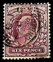 GB 1902 6d SG 245 Used KEVII (002903)