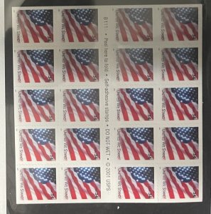 US 2001 34C Flag booklet of 29 #3549a mint