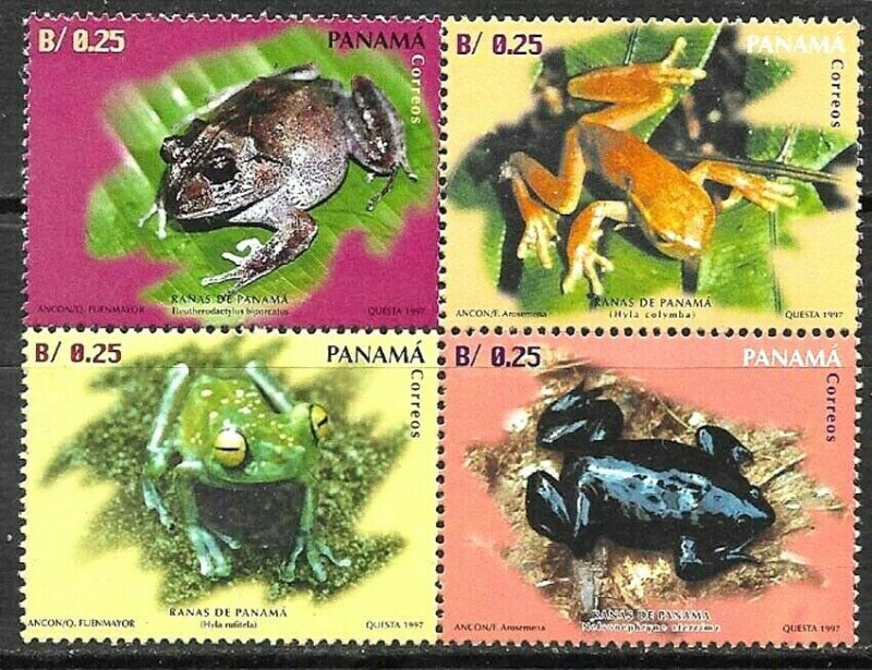 #1741 PANAMA 1997 FAUNA FROGS YV 1142-5 MNH