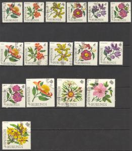 Burundi Sc# 141-156 (,C17-C25) Used 1966 50c-150fr multi Flowers