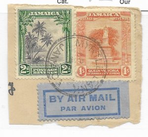 Jamaica #10 + 96 On Piece - Stamp - CAT VALUE $4.40