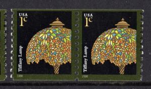 SC#3758A 1¢ Tiffany Lamp Coil Pair (2008) MNH