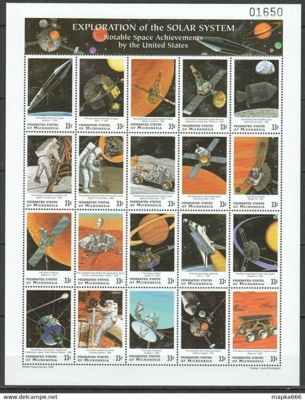 Micronesia Space Exploration Of The Solar System Big Sh ** Stamps Pk250