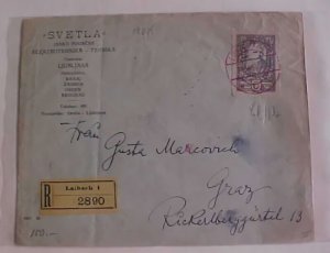 YUGOSLAVIA 6K  1928 LAMBACH REGISTERED COVER