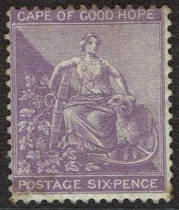 CAPE OF GOOD HOPE 1864 HOPE SEATED 6D WMK CROWN CC 