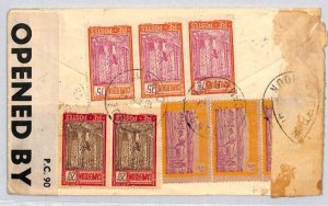France Cols CAMEROON Cover Yaounde CENSOR GB Surrey Epsom WW2 1942 ZF15