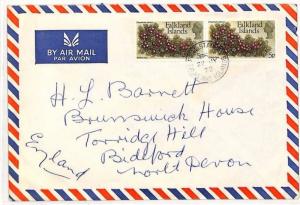 FALKLAND ISLANDS Air Mail Cover PLANTS Diddle-Dee GB Devon 1972 {samwells}SS231