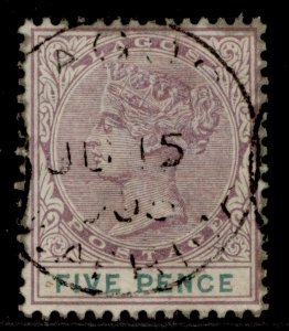 NIGERIA - Lagos QV SG34, 5d dull mauve & green, USED. Cat £11. CDS