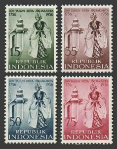 Indonesia 432-435,hinged.Mi 186-189. Jogjakarta,200th Ann.1956.Dancing girl.