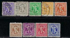 Germany AM Post Scott # 3N2a - 3N13a, used, cpl. set