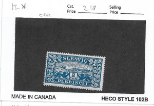 Germany: Slesvig Sc #12 MH cert (58073)