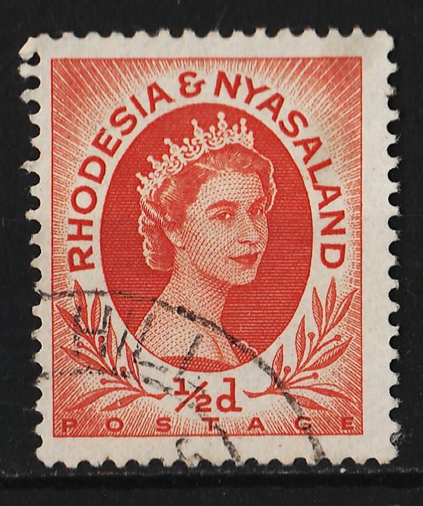 Rhodesia and Niasaland 1954/1956 Queen Elizabeth II 0.5p (1/16) USED
