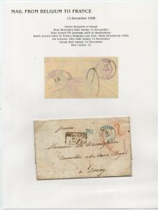 FRANCE Early Incoming LETTER/COVER 1838 fine used item Brussels - Douai