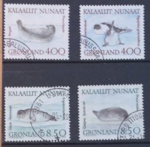 GREENLAND 19891 MARINE MAMMALS 4K and 8.50k SG228/9 SG232/3  USED