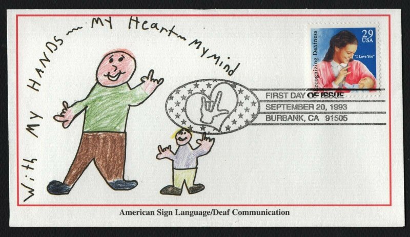 #2783-2784 29c American Sign Language, Mystic FDC **ANY 5=FREE SHIPPING**