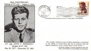 32nd ANNIVERSARY SINKING OF PT-109 LT. JOHN F. KENNEDY SKIPPER CACHET 1975