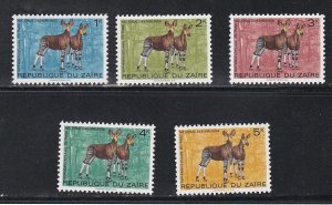 Zaire # 823-827, Animals - Okapis, Mint NH, 1/2 Cat.