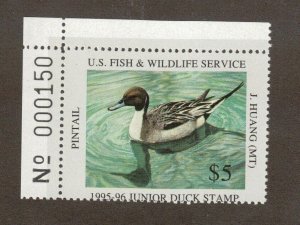 JDS3 Junior Duck Stamp. Plate Numbered Single. MNH. OG. #02 JDS3PNSTL