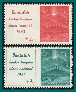 Indonesia 1963 Bali Volcano Disaster Fund, MNH #B154-B155,SG969-SG970