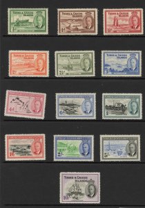 Turks and Caicos SG221/33 1950 Set of 13 U/M Cat 85 pounds