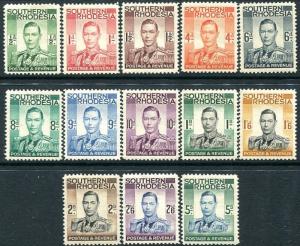 SOUTHERN RHODESIA-1937 Set to 5/- Sg 40-52 LIGHTLY MOUNTED MINT V28234