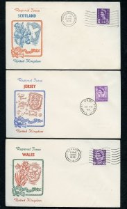 Great Britain 3FDCs Regional Issues Jersey,Wales and Scotland