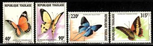 Togo #1702-05 ~ Set of 4 ~ Butterflies ~ Mint, NH  (1996)