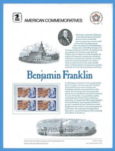 USPS COMMEMORATIVE PANEL #66 BENJAMIN FRANKLIN #1690