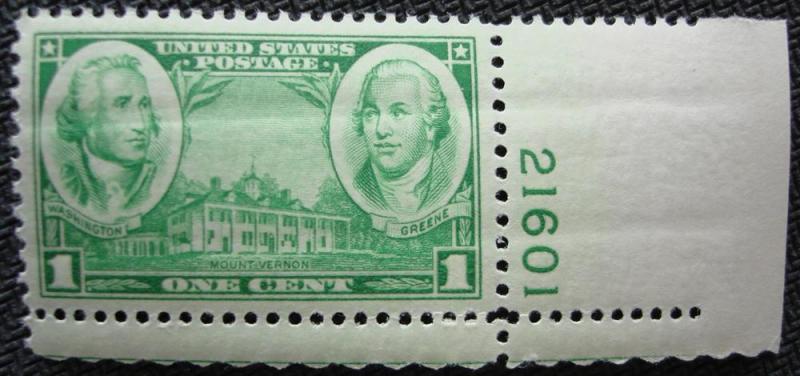 US #785 MNH PN Single SCV $.25 L10