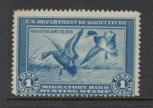 #RW1 1934 Duck Stamp (Mint - no gum) Nice cv$150.00