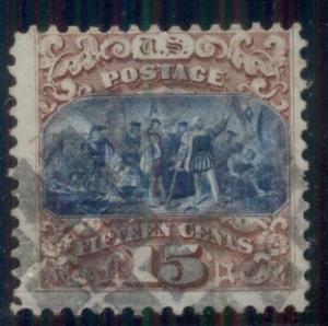 US #118 15¢ brown & blue, type I, used w/lt cancel, F/VF, Miller cert Scott $800