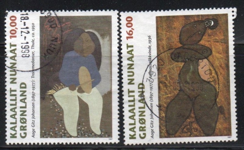 Greenland Sc 325-6 1997 Paintings stamp used