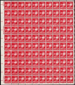 Winged Full Sheet of One Hundred 13 Cent Airmail Postage Stamps Scott C79