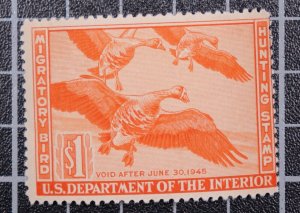 Scott RW11 1944 $1.00 Duck Stamp OG MH Nice Stamp SCV - $45.00