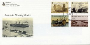 Bermuda Ships Stamps 2019 FDC Floating Dock Maritime Nautical Boats 4v Set