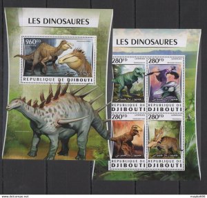 2016 Djibouti Fauna Prehistoric Animals Dinosaurs Bl+Kb ** Dj108