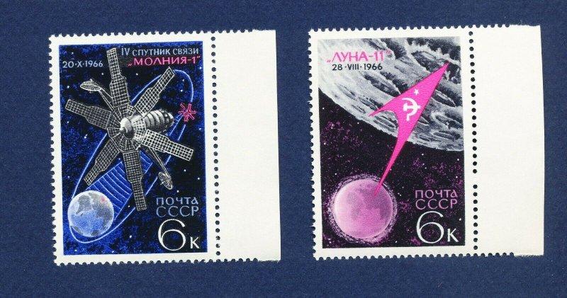 RUSSIA - Scott 3288-3289 - VFMNH - Space, Satellite - 1966