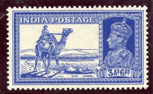 India 1937 KGVI 3½a bright blue MLH. SG 254. Sc 157.