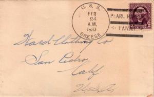 United States Ships 3c Washington 1933 U.S.S. Breese Pearl Harbor Hawaii Type...