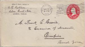United States Texas Austin 1912 machine  2c Washington Oval Die Envelope to C...