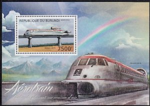 Burundi 2012 MNH Sc #1273 7500fr Aerotrain I-80 HV on bridge