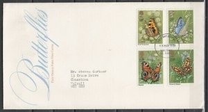 Great Britain, Scott cat. 941-944. Butterflies issue on a First day cover. ^